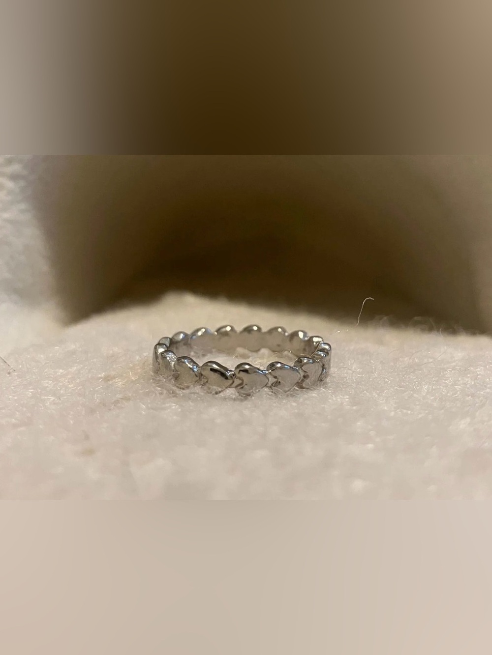 Silver Heart Ring, High Polished Stackable Band